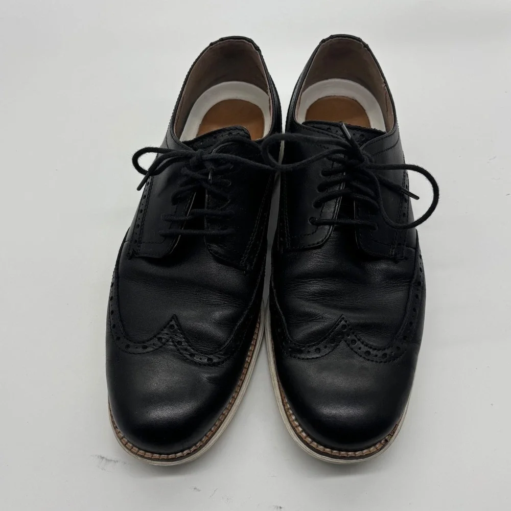 Cole Haan Grand.OS Mens Black Leather Wingtip Oxford Shoes Size 8.5M